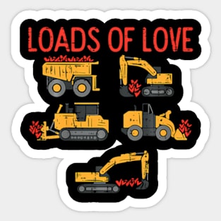 Kids Valentines Day Construction Loads Of Love Truck Toddler Boys Sticker